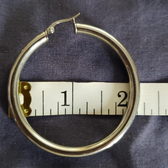 Steel by Design 2-1/4" Round Tube Hoop Earrings - Picture 2 of 2